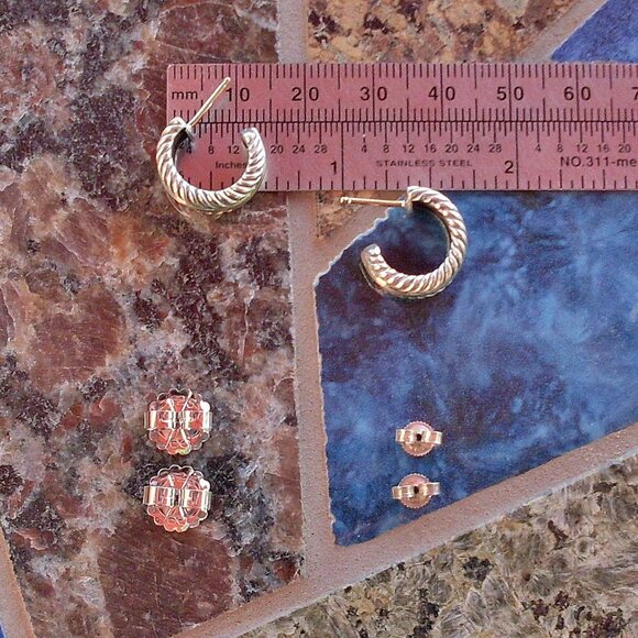 Early Issue David Yurman Cable Collectible Hoops - 14K/925 - Picture 8 of 9